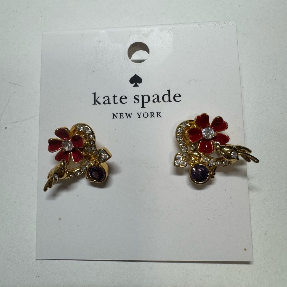 Kate Spade Red and Gold Floral Earrings